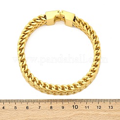 304ステンレススチール製ウィートチェーンブレスレット、女性用、男性用  イオンプレーティング（ip）  ゴールドカラー  8-7/8x1/2インチ（22.4x1.15cm）&nbsp;BJEW-R018-12G