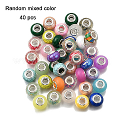 40Pcs 4 Styles AB Color Opaque Resin Imitation Porcelain European Large Hole Rondelle Beads&nbsp;RPDL-FP0001-01