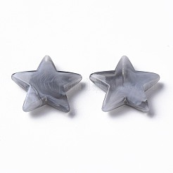 ツートンアクリルビーズ  天然石風  スター  銀  20.5x22x4.5mm  穴：1mm  約34個/39g&nbsp;LS-MACR-S272-77F