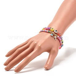 Handmade Polymer Clay Heishi Beads Stretch Bracelets Set&nbsp;BJEW-JB07274