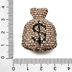 手作り樹脂粘土ラインストーンビーズ  ドル記号の袋  黄水仙  34.5~35x25~26x11~11.5mm  穴：1.5~1.8mm&nbsp;CLAY-Z006-04B