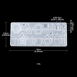 混合形状のペンダントシリコンモールド  レジン型  UVレジンDIY用  エポキシ樹脂イヤリングジュエリー作り  ホワイト  160x68x7mm&nbsp;DIY-YW0006-74