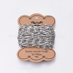 変色しにくい304ステンレススチールチェーン  ハンダ付け  オーバル  ステンレス鋼色  10.5x3x2mm  約32.8フィート（10m）/カード&nbsp;CHS-E002-07