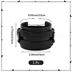 牛革コード幅広コードブレスレット1個  合金パーツ  ブラック  230x45mm  1個/セット&nbsp;BJEW-CL0001-07A