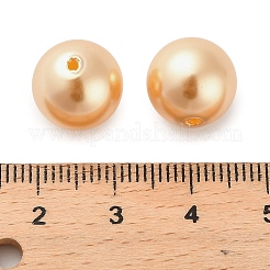 ベーキングペイント パール加工ガラスパールラウンドビーズ  半分穴を開けた  ゴールド  12mm  穴：1.2mm&nbsp;HY-Q001-02B-01