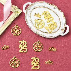 12 個 3 スタイルラックメッキ合金ペンダント  2025 数字チャーム  カドミウムフリー＆鉛フリー  ニッケル電気メッキ  混合図形  9~28x16.5~22x1.5~2mm  穴：1.6~2mm  4個/スタイル&nbsp;FIND-YW0006-95