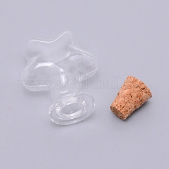 ガラス瓶  コルクプラグ付き  ウィッシングボトル  スター  透明  1.25x2.05x2.5cm&nbsp;CON-WH0078-02