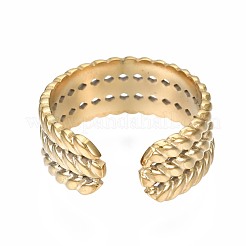 304 Stainless Steel Twist Rope Open Cuff Ring&nbsp;RJEW-T023-47G