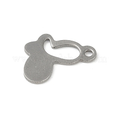 変色しない201ステンレススチールチャーム  バタフライチャーム  ステンレス鋼色  9.5x14x1mm  穴：1.4mm&nbsp;STAS-C108-35P