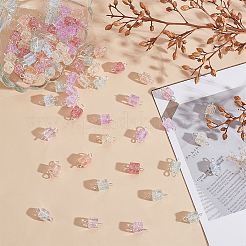 100Pcs Crackle Glass Cube Connectors Charms&nbsp;PALLOY-HY00066