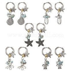 Ocean Natural Larimar Chip Dangle Earrings&nbsp;EJEW-JE07423