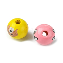50Pcs 10 Colors Wood European Beads&nbsp;WOOD-FS0001-26