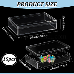 15Pcs Rectangle Transparent Acrylic Storage Boxes&nbsp;CON-BC0007-81