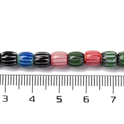 手作りのランプワークシェブロンビーズ連売り  バレル  カラフル  6x6mm  穴：1mm  約63個/連  15.16''（38.5センチメートル）&nbsp;LAMP-K041-01A-03