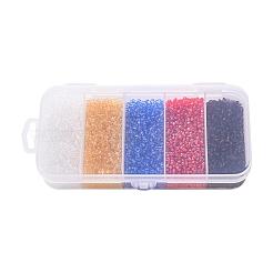 90g5色12/0ガラスシードビーズ  トランスペアレント  ラウンド  ミックスカラー  12/0  2mm  穴：1mm  18 G /カラー&nbsp;SEED-YW0001-16