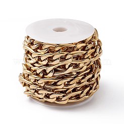 304ステンレススチールフィガロチェーン  溶接されていない  スプールで  ゴールドカラー  22.5x14.5x4mm  30.5x14.5x4mm  約16.40フィート（5m）/ロール&nbsp;CHS-G022-01G
