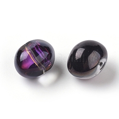 半分メッキクリスタルガラスオーバルビーズ連売り  黒メッキ  13x16mm  穴：1mm  約49個/連  25.1インチ&nbsp;EGLA-F027-C01