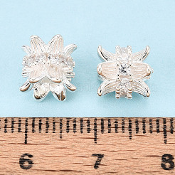 925スターリングシルバースペーサービーズ  花  銀  7.5~8x8x8mm  穴：3mm&nbsp;STER-T008-28S