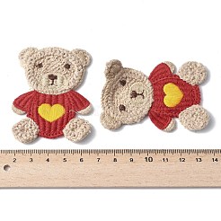 パッチにポリエステル鉄を縫う/縫う  布のアップリケ  クマ  レッド  67x50x2mm&nbsp;PATC-XCP0001-03B