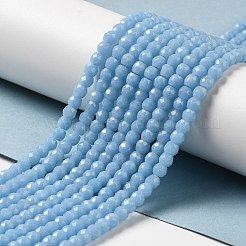合成蓄光ストーンビーズ連売り  多面カット  バレル  暗闇で光る  スチールブルー  4x3.5mm  穴：0.7mm  約102個/連  14.37インチ（36.5cm）&nbsp;G-C086-01B-10