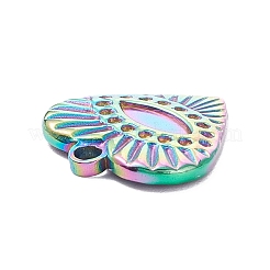 PVD真空メッキ304ステンレススチールペンダントラインストーンカボション  目でハート  虹色  17x16x2.5mm  穴：2mm  1mmと7x2.6mmラインストーンのために合う&nbsp;STAS-P288-12M