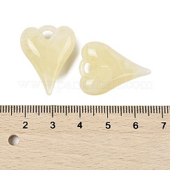 アクリルパーツ  ハート  ライトゴールデンロッドイエロー  27x20.5x8.5mm  穴：3x3mm&nbsp;OACR-M025-01D