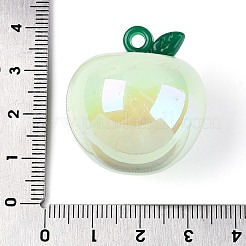 メッキ不透明アクリルパーツ  りんごチャーム  虹色  甘露  31x29.5x29.5mm  穴：3mm&nbsp;PACR-T018-02A