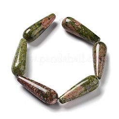 天然石ユナカイトビーズ連売り  ティアドロップ  30~30.5x10~10.5mm  穴：1.4mm  約6個/連  7.13~7.20インチ（18.1~18.3cm）&nbsp;G-P528-H12-01