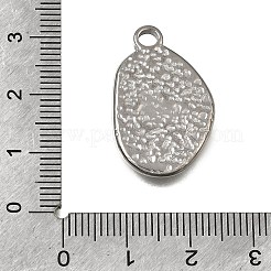304ステンレスペンダント  ハンマー仕上げの楕円形にハート型のチャーム付き  ステンレス鋼色  26x16.5x3mm  穴：3mm&nbsp;SA-CBA7C25-02A-P