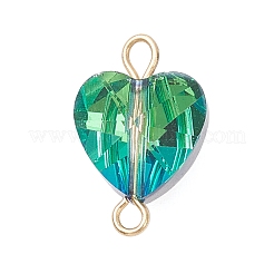 Transparent Glass Heart Links Connector Charms&nbsp;PALLOY-JF04196