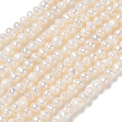 天然養殖淡水パールビーズ連売り  グレードa ++  ポテト  ベージュ  3~4mm  穴：0.3mm  約98~99個/連  13.19~13.27''（33.5~33.7センチメートル）&nbsp;PA-CBAC463-37