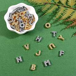 2セット2スタイル環境にやさしい亜鉛合金スライドチャーム  ラインストーン付き  プラチナメッキ  アルファベット  プラチナ·ゴールデン  1セット/スタイル&nbsp;ALRI-SZ0001-02