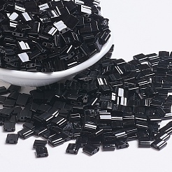 MIYUKIティラビーズ  日本製シードビーズ  2穴  （tl401)黒  5x5x1.9mm  穴：0.8mm  約5900個/500g&nbsp;SEED-MY05-TL401