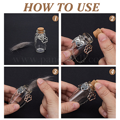 4Pcs Transparent Glass Empty Bottles with Alloy Paw Print Charms&nbsp;AJEW-DR00029