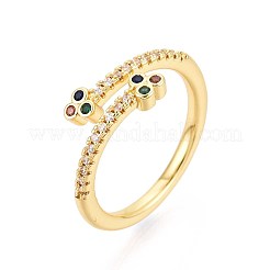 女性のための真鍮マイクロパヴェキュービックジルコニアカフリング  花  18KGP本金メッキ  内径：17mm&nbsp;KK-T071-78G