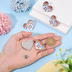 5Pcs Heart with Word Love Pride Month Enamel Pins&nbsp;JEWB-TA0001-27