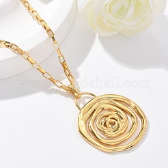 女性用304ステンレススチールフラワーペンダントネックレス  花  17.80インチ（45.2cm）&nbsp;NJEW-Z061-05G-01