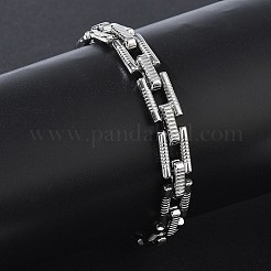 304 Stainless Steel Textured Rectangle Link Chain Bracelets&nbsp;SA-CBA2696-20P