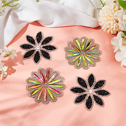 4Pcs 2 Styles Flower Hotfix Rhinestone (Hot Melt Adhesive On The Back)&nbsp;DIY-HY0001-89