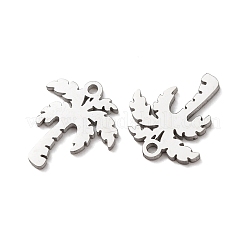 304ステンレスペンダント  ヤシの木のチャーム  ステンレス鋼色  13x11.5x1mm  穴：1.2mm&nbsp;STAS-C176-01P