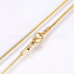 304ステンレススチールスネークチェーンネックレス  カニカン付き  ゴールドカラー  15.7インチ（40cm）  1.4mm&nbsp;NJEW-F221-05G