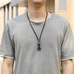 Adjustable Genuine Cowhide Leather Pendant Necklaces&nbsp;NJEW-F235-06M
