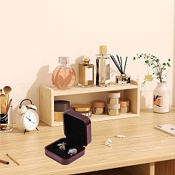 プラスチックとPUレザーのジュエリーカフスボタンボックス  内側のベルベットと  正方形  暗赤色  7.5x7.5x3.6cm&nbsp;CON-WH0117-14A