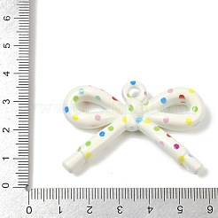 不透明なプリントアクリルパーツ  蝶結び  カラフル  34x48x9mm  穴：3.3mm&nbsp;MACR-I040-01F