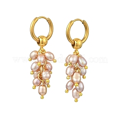 Natural Cultured Freshwater Pearl Cluster Hoop Earring for Women&nbsp;EJEW-JE07187-02
