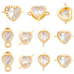 24Pcs 4 Styles Brass Pave Clear Cubic Zirconia Links&nbsp;KK-BBC0028-49