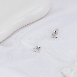 真鍮スタッドピアス1組  蝶結び  プラチナ  5x6.5mm&nbsp;EJEW-LP0004-62P