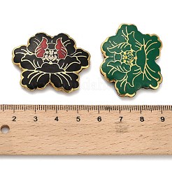 手作り七宝ビーズ  花  ゴールドカラー  ミックスカラー  30.5x38x6.5mm  穴：1.8mm&nbsp;CLB-Z001-07G