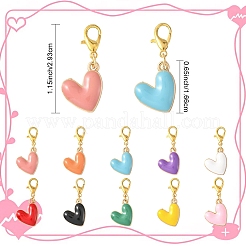 50Pcs 10 Styles Heart Alloy Enamel Pendant Decorations&nbsp;HJEW-YW00114