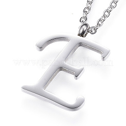 Non-Tarnish 304 Stainless Steel Initial Pendant Necklaces&nbsp;LS-NJEW-P151-E-P